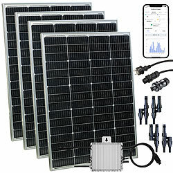 revolt 600-W-Balkon-Solaranlage: WLAN-Mikroinverter & 4x150W-Solarpanels, App revolt
