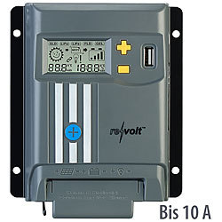 revolt MPPT-Solarladeregler für 12/24-V-Batterien, Display, USB-Port, 10 A revolt MPPT-Solarladeregler für 12/24-V-Batterien