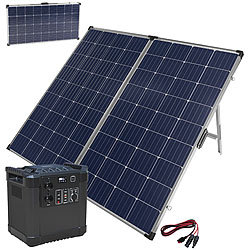 revolt Powerstation & Solar-Generator mit 240-Watt-Solarpanel, 1.456 Wh revolt 2in1-Solar-Generator & Powerbank, mit externer Solarzelle
