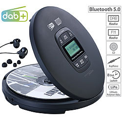auvisio Tragbarer CD-Player, DAB+ Radio, Bluetooth, Akku, Ohrhörer, Anti-Shock auvisio Tragbare CD-Player mit DAB+ und Bluetooth