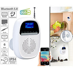 VR-Radio Badezimmer-Akku-Radio mit DAB+/FM, Bluetooth, Freisprech-Funktion, 6 W VR-Radio Badezimmer-Akku-Radios mit DAB+/FM und Bluetooth