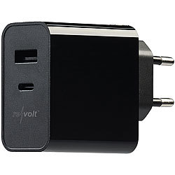 revolt 65 Watt 2-Port-USB-Netzteil, USB-C & Typ A, PD Power Delivery 3.0, GaN revolt USB-Wandnetzteile mit USB-A und USB-C, PD und QC