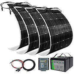revolt Solaranlagen-Set: MPPT-Laderegler, 4x 100W-Solarmodul, 2 LiFePo4-Akkus revolt Off-Grid-Solaranlagen mit Solarpanel, LiFePO4-Akku und MPPT-Laderegler