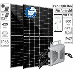 Solar-Set: 2x 440-W-Solarmodul, 800-Watt-Mikroinverter, Einspeisekabel DAH Solar Solaranlagen-Set: Mikro-Inverter mit MPPT-Regler und Solarpanel
