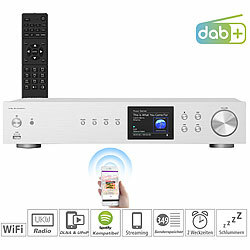 VR-Radio Digitaler WLAN-HiFi-Tuner, Internetradio, DAB+, Bluetooth, silber VR-Radio HiFi-Tuner für Internetradios & DAB+, mit USB-Ladeports