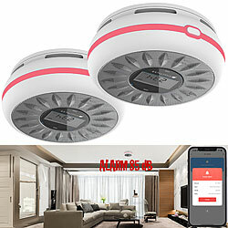 VisorTech 2er-Set smarte 2in1-WLAN-Rauchwarn- & CO-Melder, 10-Jahres-Batterie VisorTech WLAN-Rauch- und Kohlenmonoxid-Melder mit weltweiter App-Benachrichtigung