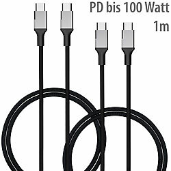 Callstel 2er-Set USB-C-Schnelllade-/Datenkabel, für PD bis 100 Watt, 1 m Callstel USB-Kabel Typ C auf Typ C