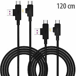 Callstel 2er-Set 4in1-Lade- & Datenkabel USB-A/C zu USB-C/8-PIN, 120 cm, 3 A Callstel 4in1-USB-Kabel für USB-A oder -C zu USB-C und 8-PIN