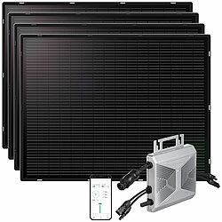 revolt 4er-Set ultradünne Solarmodule (4x 215W) + 800-W-WLAN-Mikroinverter revolt Solaranlagen-Set: Mikro-Inverter mit MPPT-Regler und Solarpanel