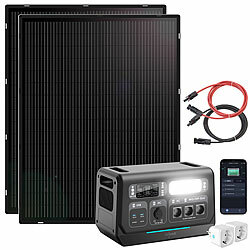 revolt On-Grid-Powerstation & Solar-Konverter 2.048Wh mit 2x 215-W-Solarmodul revolt 2in1-Hochleistungsakkus & On-Grid-Solar-Konverter mit WLAN, App & Solarmodulen