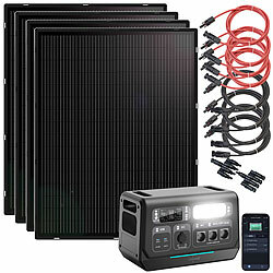 revolt On-Grid-Powerstation & Solar-Konverter 2.048Wh mit 4x 215-W-Solarmodul revolt 2in1-Hochleistungsakkus & On-Grid-Solar-Konverter mit WLAN, App & Solarmodulen