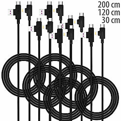 Callstel 6er-Set 4in1-Lade- & Datenkabel USB-A/C zu USB-C/8-Pin, 30/120/200cm Callstel 4in1-USB-Kabel für USB-A oder -C zu USB-C und 8-PIN 