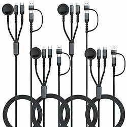 Callstel 4er-Set 6in1-Octopus-Ladekabel für Apple Watch & iPhone, 60 W, 100 cm Callstel 6in1-Octopus-Schnell-Ladekabel für Apple Watch und iPhone