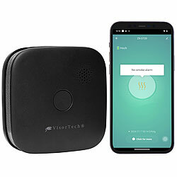 VisorTech 5er-Set kompakte WLAN-Design-Rauchwarnmelder mit weltweiter App, schw. VisorTech WLAN-Design-Rauchmelder