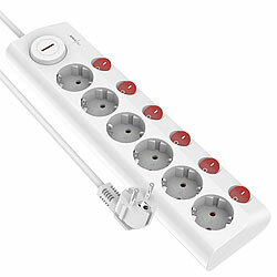 revolt 6-fach-Steckdosenleiste, einzeln schaltbar, Hauptschalter, 3.680 Watt revolt Steckdosenleisten einzeln schaltbar, mit Hauptschalter