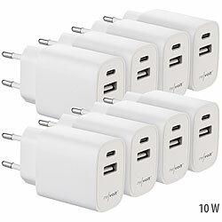 revolt 8er-Set 2-Port-USB-Netzteile, USB-A & USB-C, 2,0 A, 10 Watt, weiß revolt Mini-Netzteile, Multiport, USB-A & USB-C, 230V 