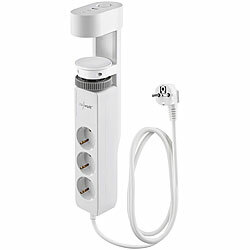 revolt 3-fach-Tischsteckdose mit Schraubklemme, 2x USB-C 20 W PD, 1x USB-A QC revolt Steckdosen mit Schraubbefestigung, PD, QuickCharge