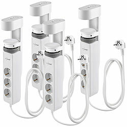 revolt 4er-Set 3-fach-Tischsteckdose mit Schraubklemme, 2x USB-C, 1x USB-A revolt