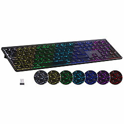 GeneralKeys Akku-Funktastatur mit Bluetooth, Scissor-Tasten, 7 Farben, QWERTZ GeneralKeys Vollwertige Multi-Device-Akku-Funktastaturen mit Bluetooth und USB-Dongle