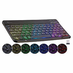 GeneralKeys Kompakte Multi-Device-Akku-Funktastatur Bluetooth, LED 7 Color ,QWERTZ GeneralKeys Ultraflache, beleuchtete Funk- & Bluetooth Tastatur
