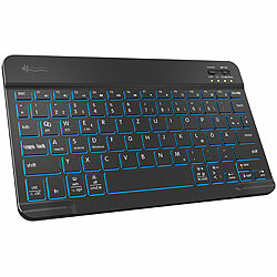 GeneralKeys 2er Kompakte Multi-Device-Akku-Funktastatur Bluetooth, LED, QWERTZ GeneralKeys Ultraflache, beleuchtete Funk- & Bluetooth Tastatur