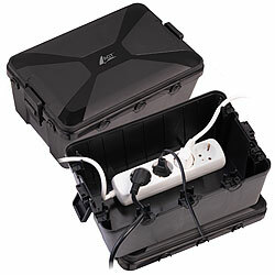 AGT 2er-Set Extra-große Kabelboxen, 7 Öffnungen, 32x22x13cm, IP54, schwarz AGT Spritzwassergeschützte, große Kabelboxen