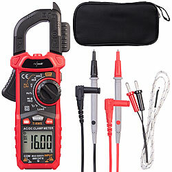 revolt Strommesszange AC & DC, Strom, Spannung bis 600 Volt, True RMS-4000 revolt Digitale Zangen-Multimeter mit Temperaturmessung und NCV-Prüfung