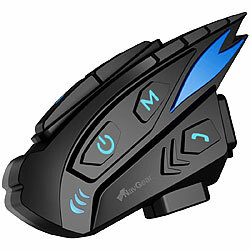 NavGear 4er-Set Motorrad-Kommunikations-Systeme für bis zu 8 Personen NavGear Intercom-Headsets mit Bluetooth & integriertem FM-Radio, für Motorradhelm