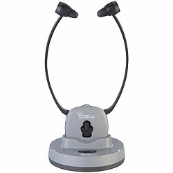 newgen medicals Digitaler TV-Funkkopfhörer und Hörverstärker, 2,4 GHz, bis 100 dB newgen medicals Funk-Kinnbügel-Kopfhörer mit Hörverstärker