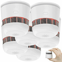 VisorTech 6er-Set Mini-Rauchwarnmelder, 85 dB Alarm, 10 Jahre Batterie, EN 1460 VisorTech Rauchmelder mit 10-Jahres-Batterie