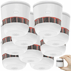 VisorTech 9er-Set Mini-Rauchwarnmelder, 85 dB Alarm, 10 Jahre Batterie, EN 1460 VisorTech Rauchmelder mit 10-Jahres-Batterie 