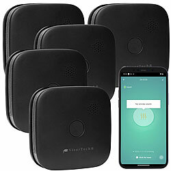 VisorTech 5er-Set kompakte WLAN-Design-Rauchwarnmelder mit weltweiter App, schw. VisorTech WLAN-Design-Rauchmelder