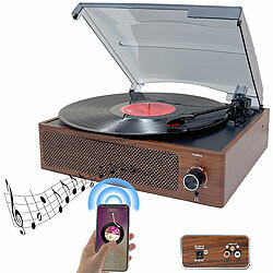 auvisio Schallplattenspieler mit Stereo-Lautsprecher und Bluetooth, 12 Watt auvisio Schallplattenspieler mit Bluetooth