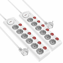 revolt 2er-Set 6-fach-Steckdosenleiste, einzeln schaltbar, Hauptsch., 3.680W revolt Steckdosenleisten einzeln schaltbar, mit Hauptschalter
