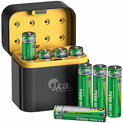 tka Köbele Akkutechnik 8er-Set Li-Ion-Akkus Typ AA, mit USB-C-Ladebox, 3.000 mWh, Ladeanzeige tka Köbele Akkutechnik Li-Ion-Akkus Typ AA / Mignon, mit USB-C-Ladebox