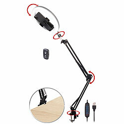 Somikon Dokumentenscanner- und Overhead-Stativ mit 10"-Ringlicht und Auslöser Somikon Overhead- & Dokumentenscanner-Stativ mit Beleuchtung & Fernauslöser