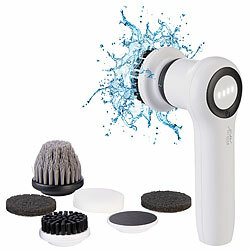 Sichler Haushaltsgeräte Elektrische Akku-Reinigungsbürste mit 8 Aufsätzen, bis 310 U/min, IPX5 Sichler Haushaltsgeräte Elektrische Hand Akku-Reinigungsbürsten mit Wechsel-Aufsätzen