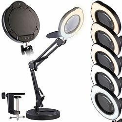 Lunartec LED-Lupenleuchte, 10-fach, CCT, 500 lm, dimmbar, Tischklemme/Standfuß Lunartec LED-Lupenleuchten