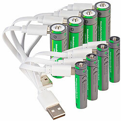 tka Köbele Akkutechnik 8er-Set wiederaufladbare Batterien: 4x AA (3000 mWh), 4x AAA (800 mWh) tka Köbele Akkutechnik Li-Ion-Akku-Sets Typ AAA und AA, mit USB-C-Ladefunktion