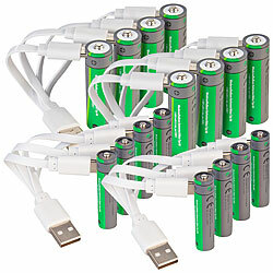 tka Köbele Akkutechnik 16er-Set wiederaufladbare Batterien: 8x AA (3000mWh), 8x AAA (800mWh) tka Köbele Akkutechnik Li-Ion-Akku-Sets Typ AAA und AA, mit USB-C-Ladefunktion