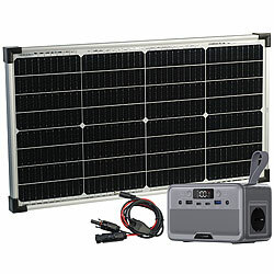 revolt Fensterbank-Solarkraftwerk: Powerstation + 60-W-Modul, 89,6 Wh, 100 W revolt 2in1-Solar-Generatoren & Powerbanks, mit externer Solarzelle