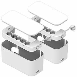 revolt 2er-Set 5-fach Steckdosenl. mit Kabelb., 1x USB-A 20W  1x USB-C 20W revolt Steckdosenleisten mit Kabelbox 