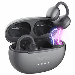 auvisio Open-Ear Clip-on-Stereo-Headset, Bluetooth 6.0, Freisprechen, Ladecase auvisio Clip-on-Stereo-Headsets mit Bluetooth und Ladecase 