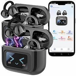 auvisio 2er-Set Clip-on-Ohrhörer & KI-Echtzeitübersetzer für 115 Sprachen, App auvisio 