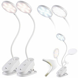 Lunartec 2er-Set Akku-Touch-Leseleuchten mit Klemmhalterung, dimmbar, 238 lm Lunartec Akku-Touch-Leselampen mit Klemmhalterung und Schwanenhals 