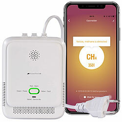 VisorTech Smarter Multi-Gasmelder für haushaltsübliche Gase, WLAN & App, 85db VisorTech Steckdosen-Gasmelder mit Apps für Puch-Benachrichtigungen 