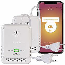 VisorTech 2er-Set Smarter Multi-Gasmelder für haushaltsübliche Gase, WLAN, App VisorTech Steckdosen-Gasmelder mit Apps für Puch-Benachrichtigungen 