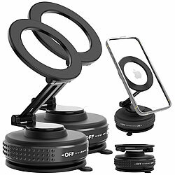 Callstel 2er-Set Vakuum-Saugnapf-Handyhalterungen, magnetisch, Magsafe-komp. Callstel Vakuum-Saugnapf-Handyhalterungen, MagSafe-kompatibel 