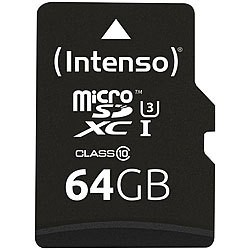 Intenso microSDXC-Speicherkarte UHS-I Professional, 64 GB, bis 90 MB/s, U3 Intenso