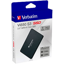 Verbatim Vi550 S3 SSD, 1 TB, 2.5", SATA III, 7 mm flach, bis zu 560 MB/s Verbatim SSD Festplatten